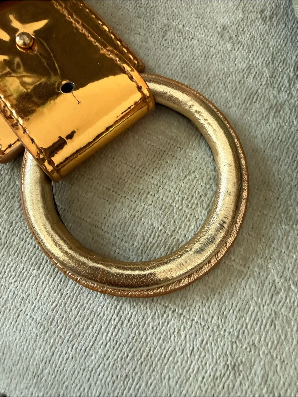 ✨ Apple Bottoms Metallic Gold Wide Waist Belt O-Ring Charm Bling Y2K ML